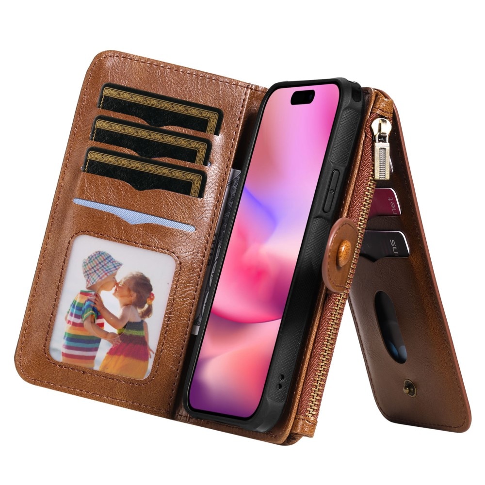 iPhone 16  Magnet Leather Multi-Wallet bruin