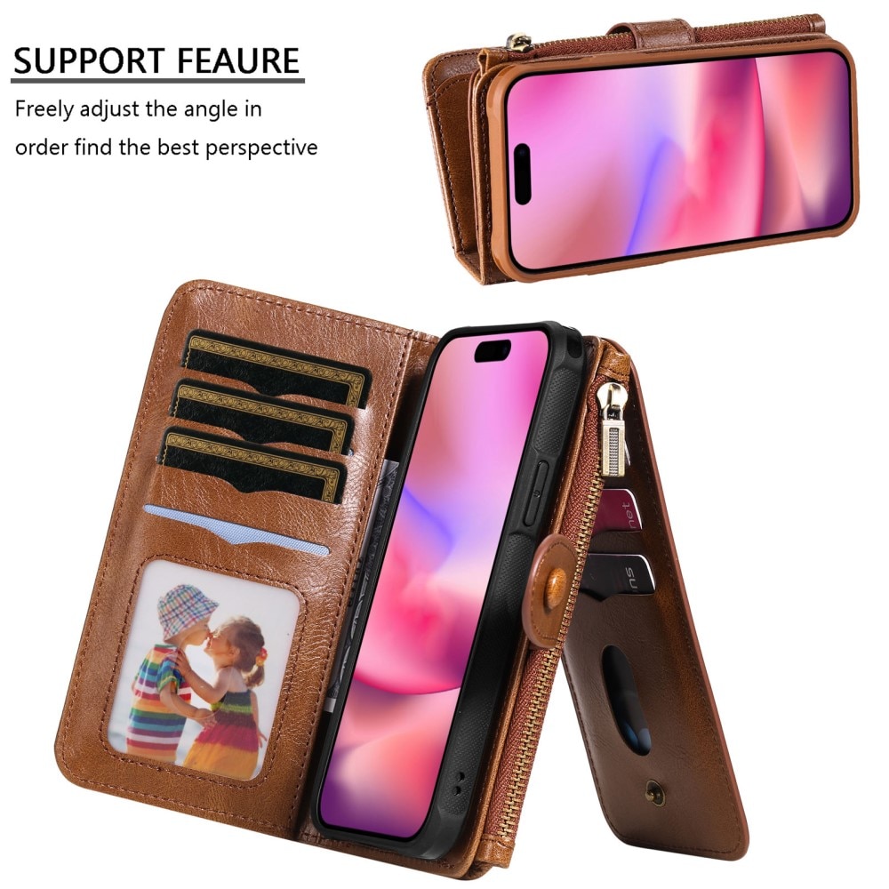 iPhone 16  Magnet Leather Multi-Wallet bruin