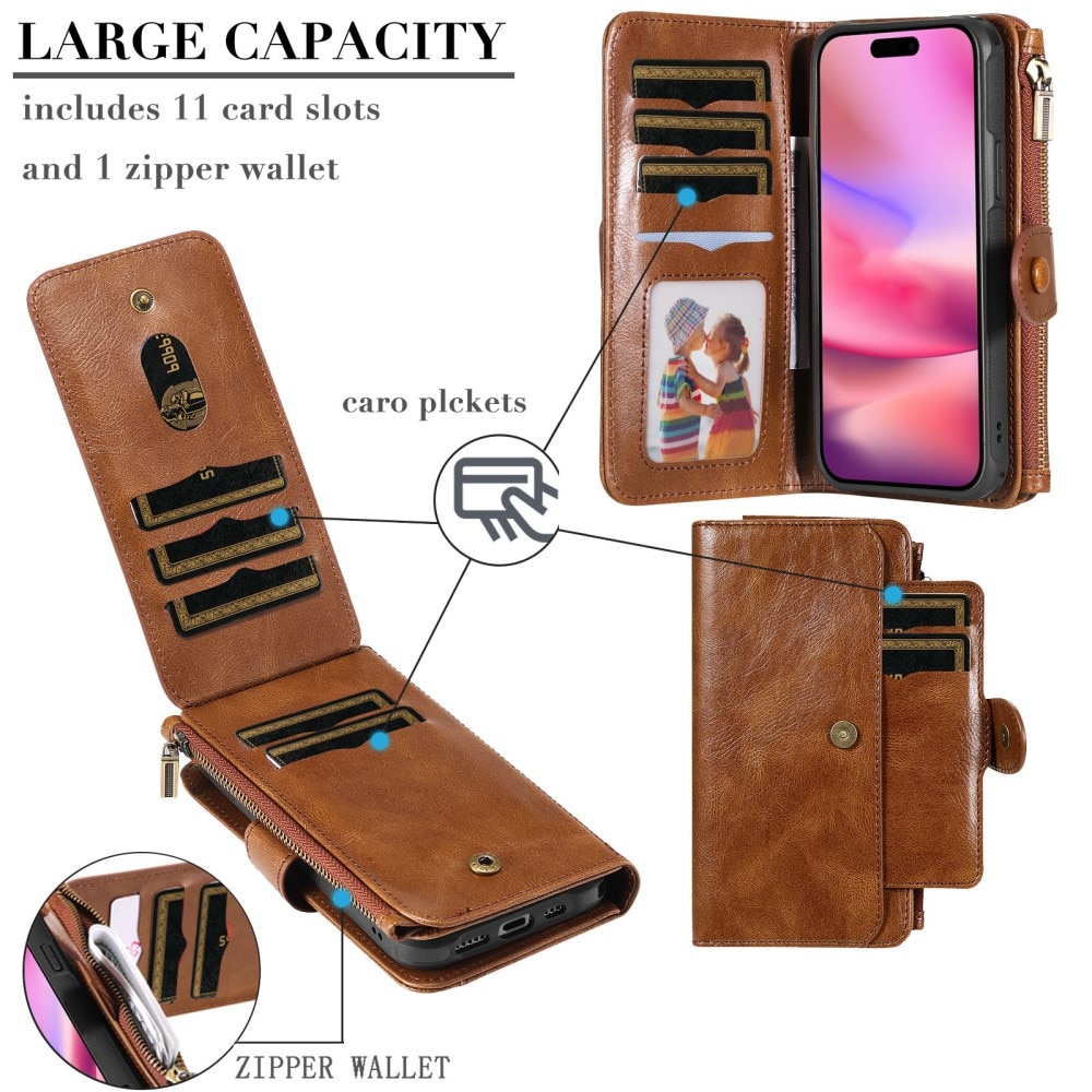 iPhone 16  Magnet Leather Multi-Wallet bruin