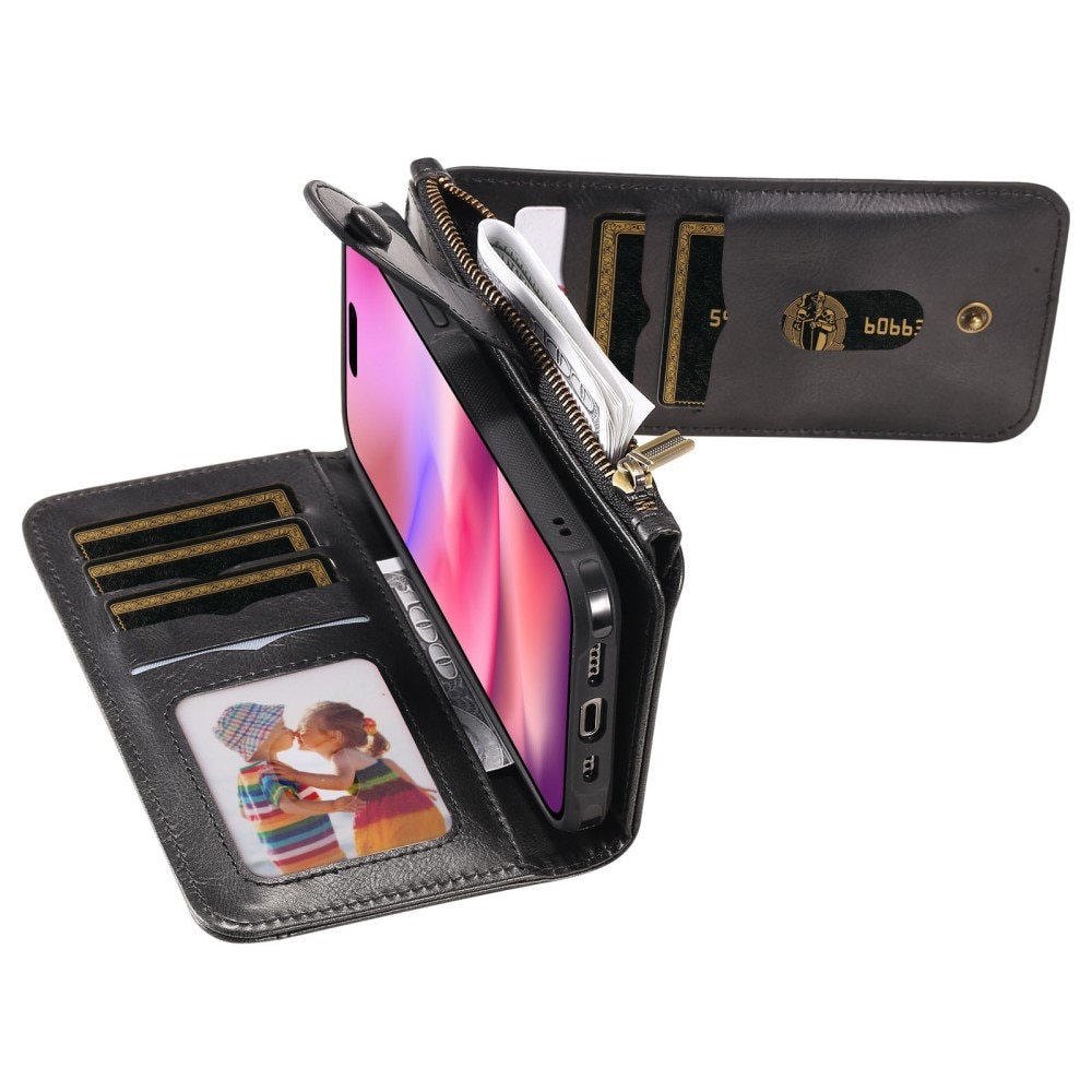 iPhone 16  Magnet Leather Multi-Wallet zwart