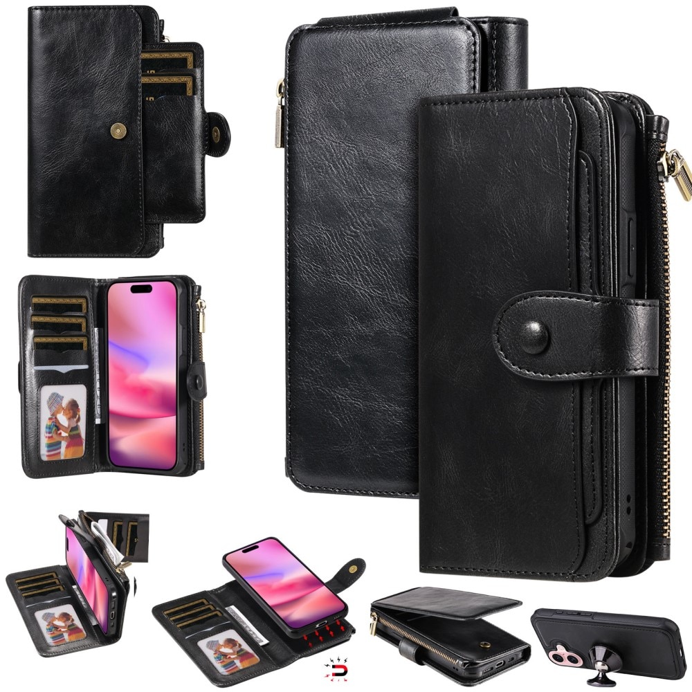 iPhone 16  Magnet Leather Multi-Wallet zwart