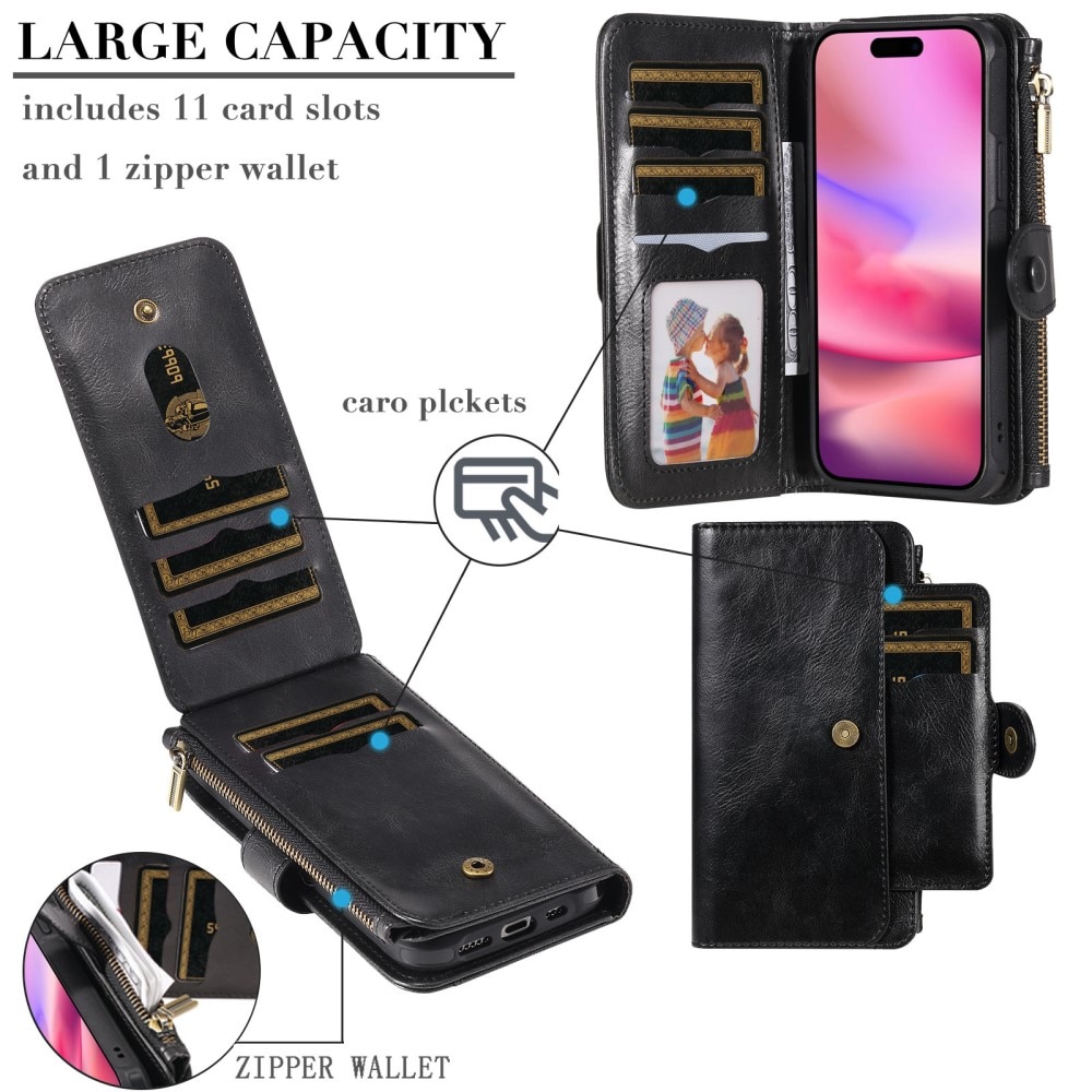 iPhone 16  Magnet Leather Multi-Wallet zwart