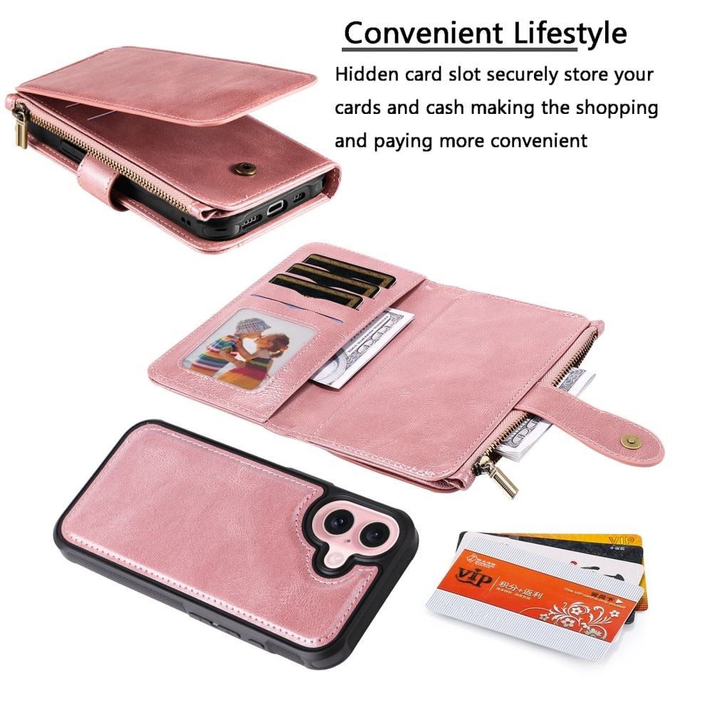 iPhone 16  Magnet Leather Multi-Wallet roze