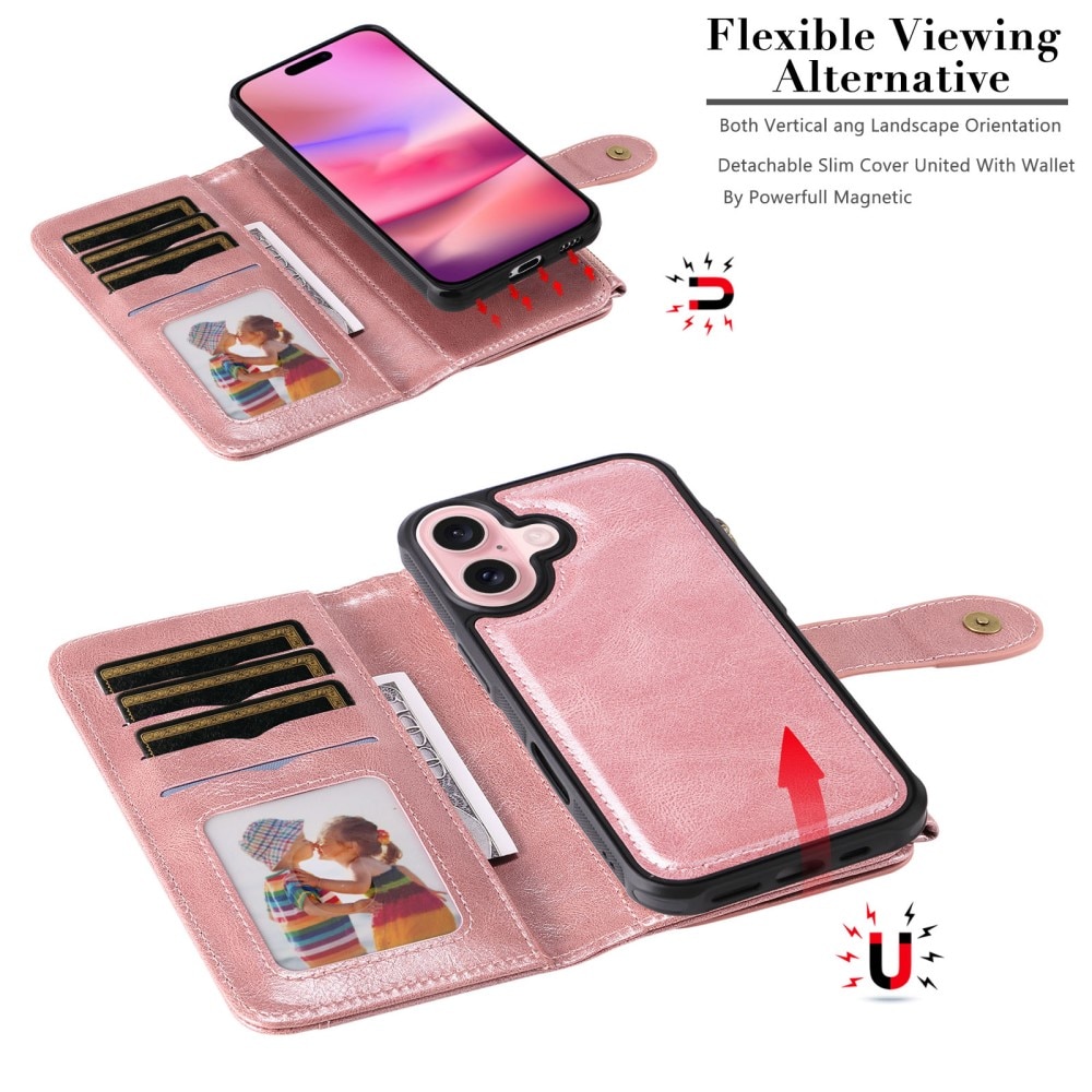 iPhone 16  Magnet Leather Multi-Wallet roze