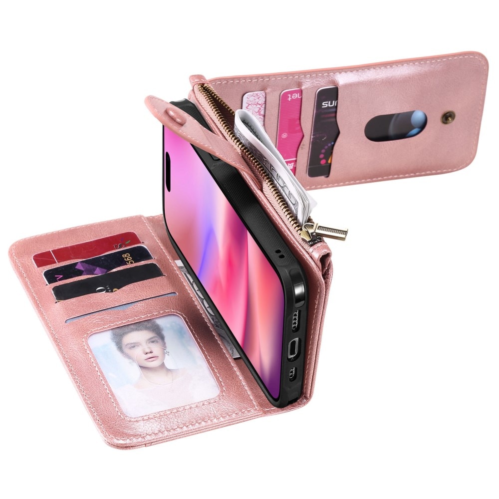 iPhone 16  Magnet Leather Multi-Wallet roze