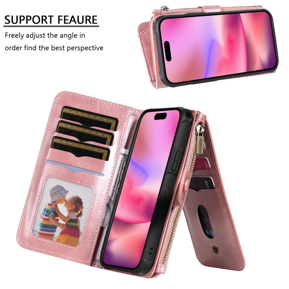 iPhone 16  Magnet Leather Multi-Wallet roze