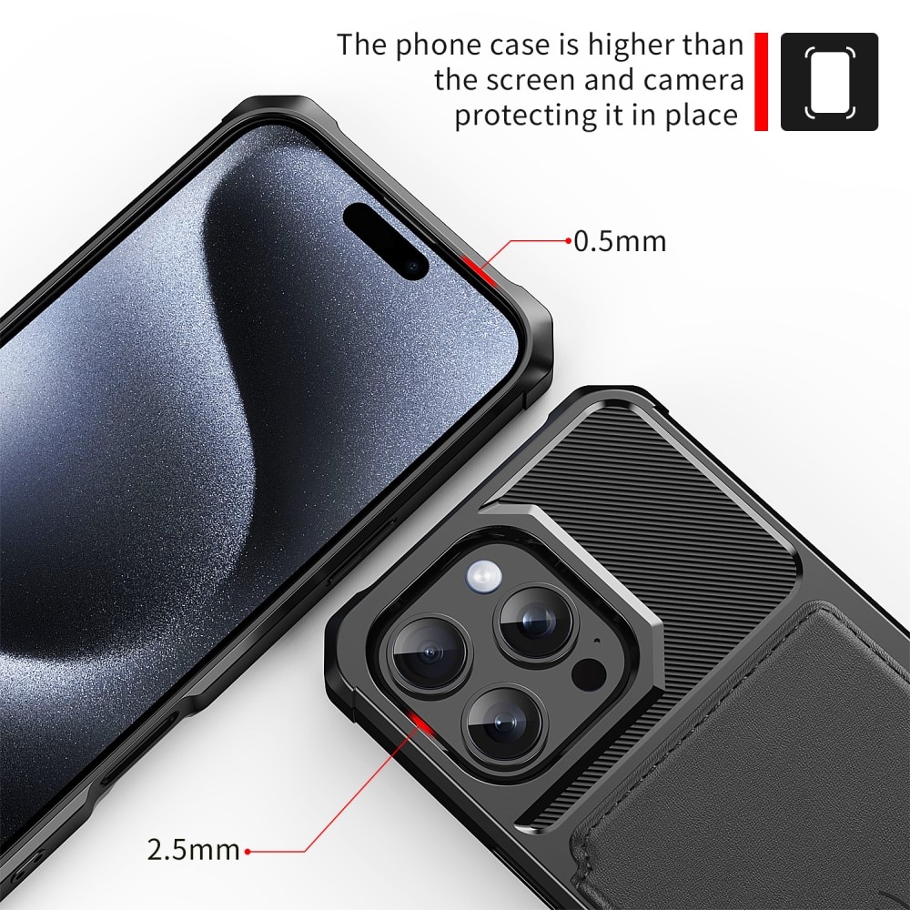 iPhone 16 Pro Tough Multi-slot Hoesje Zwart