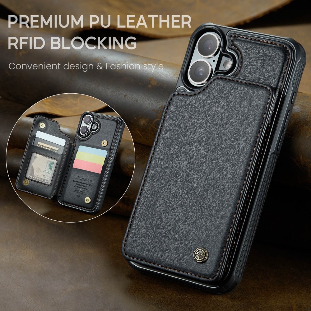 RFID blocking Portemonnee hoesje iPhone 16 zwart