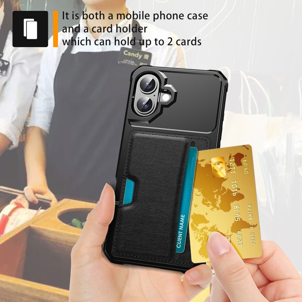 iPhone 16 Tough Card Case zwart