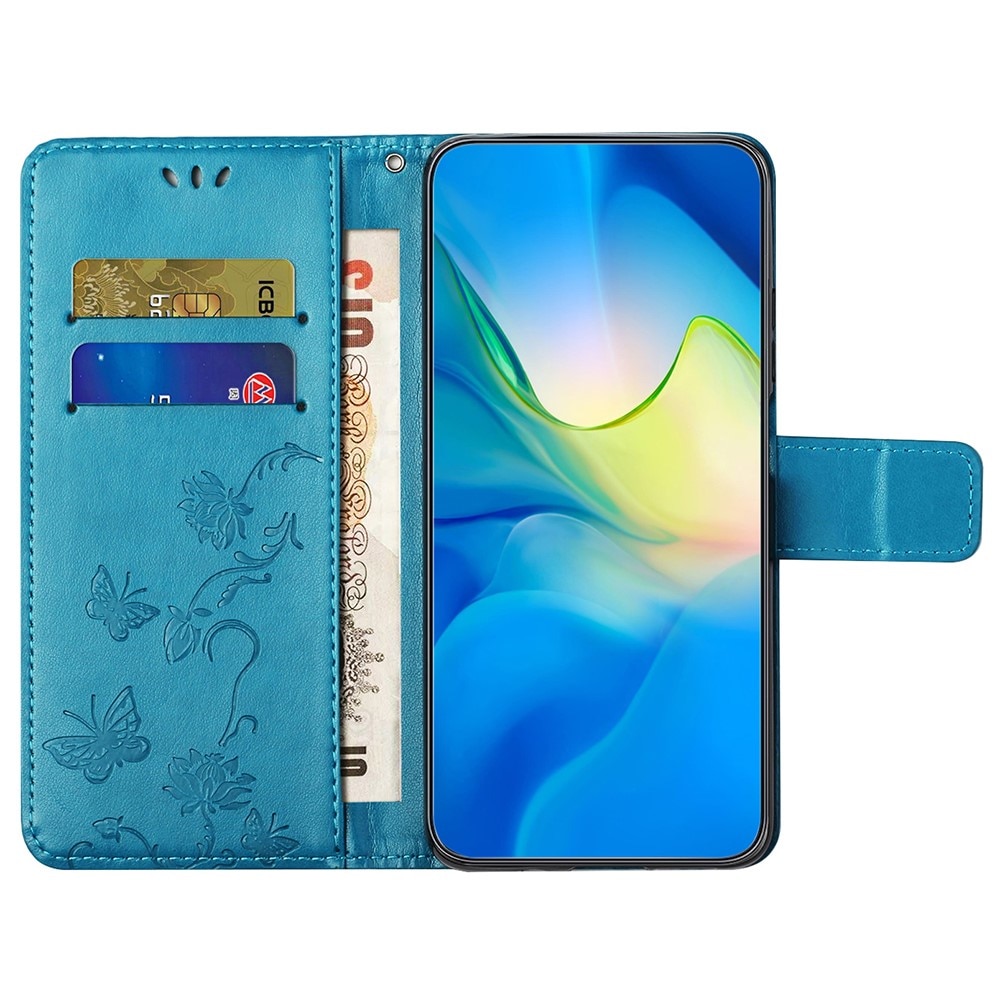 Motorola Moto G55 Leren vlinderhoesje blauw