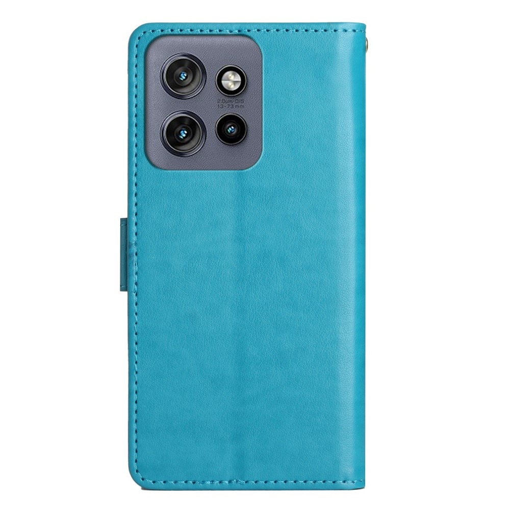 Motorola Edge 50 Neo Leren vlinderhoesje Blauw