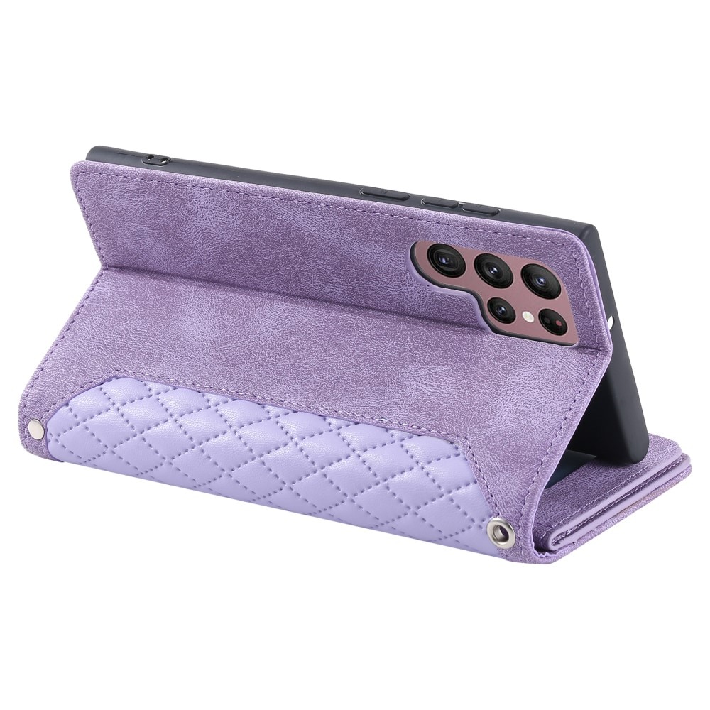 Samsung Galaxy S25 Ultra Portemonnee tas Quilted Paars