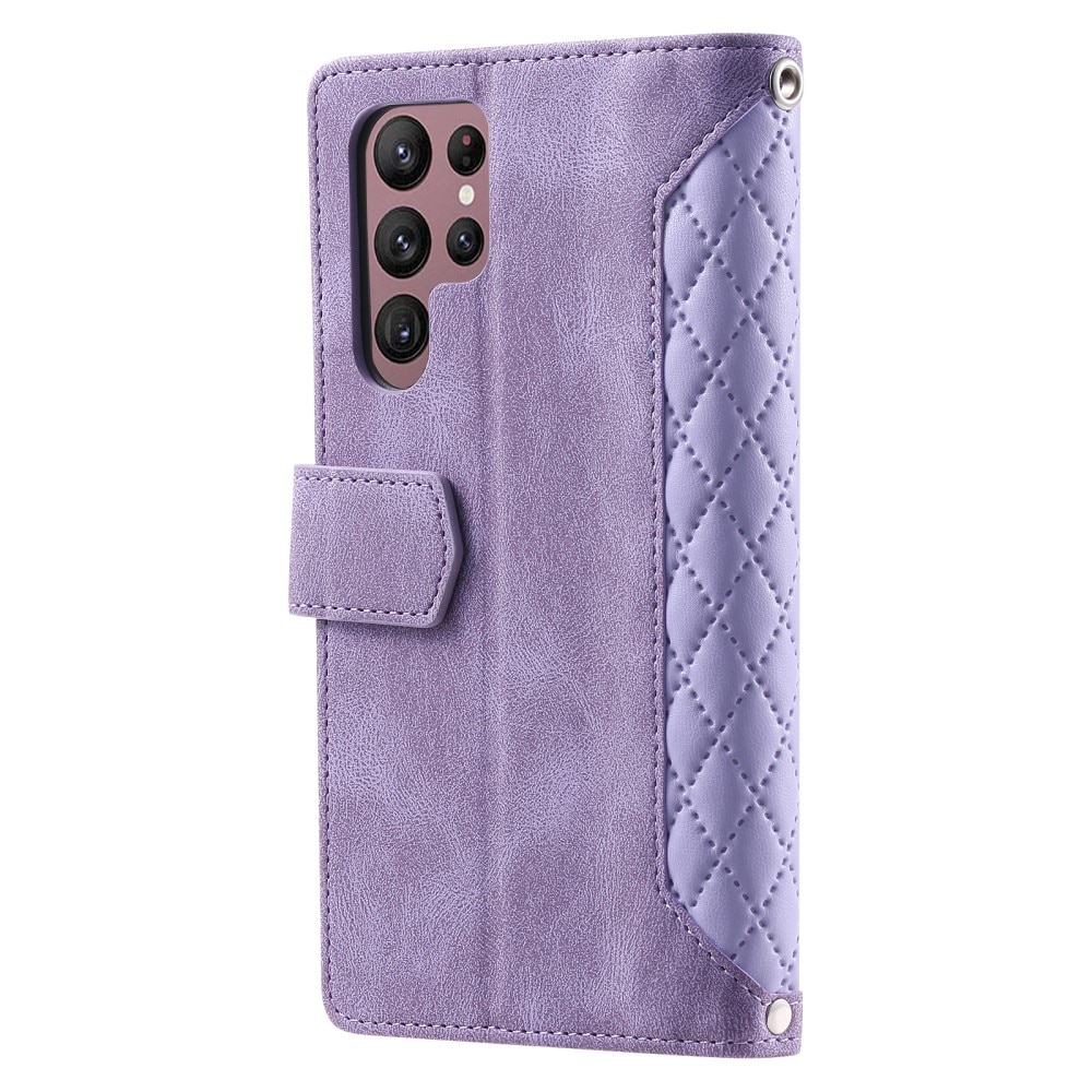 Samsung Galaxy S25 Ultra Portemonnee tas Quilted Paars