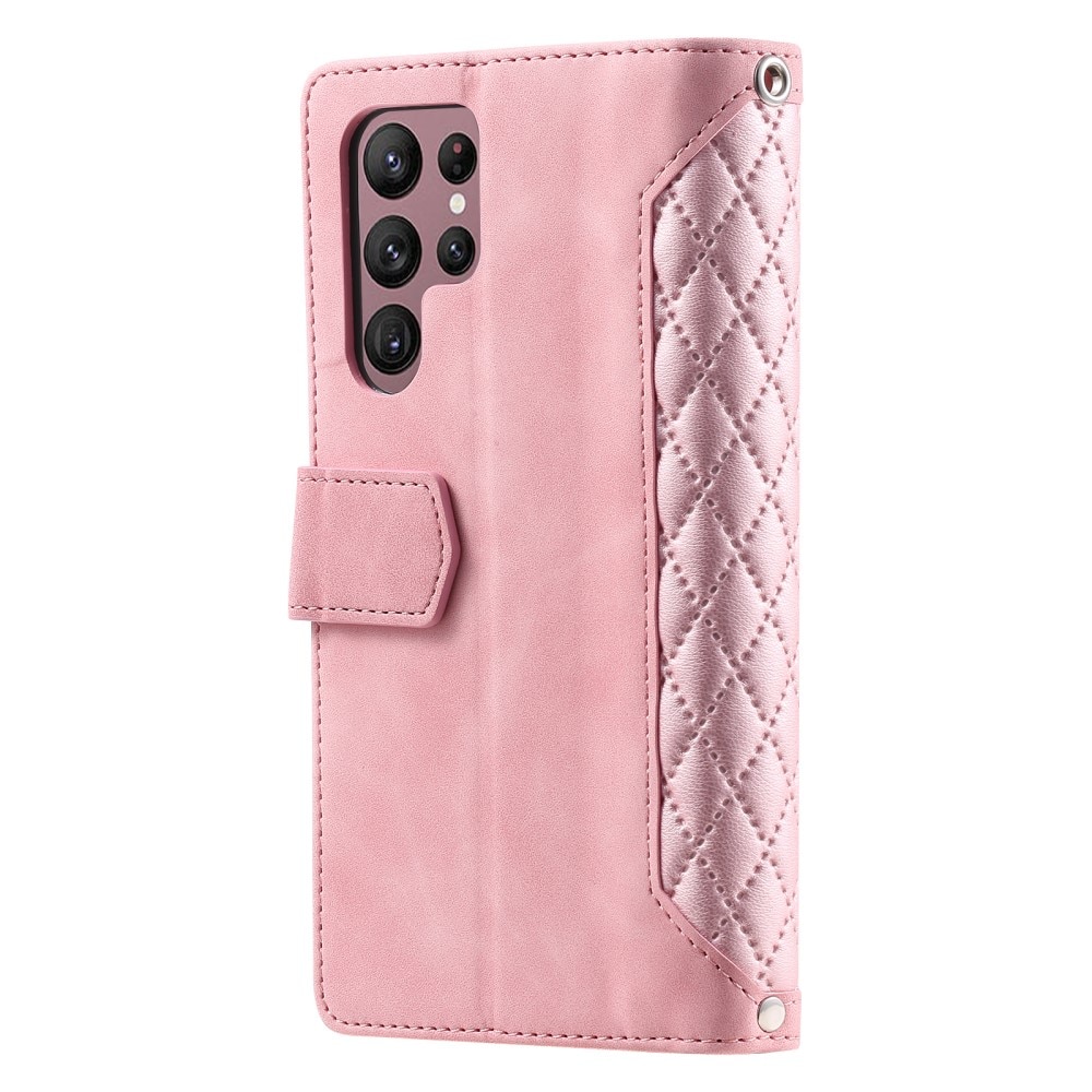 Samsung Galaxy S25 Ultra Portemonnee tas Quilted Roze