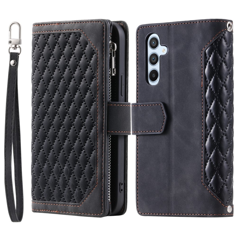 Samsung Galaxy S25 Portemonnee tas Quilted Zwart