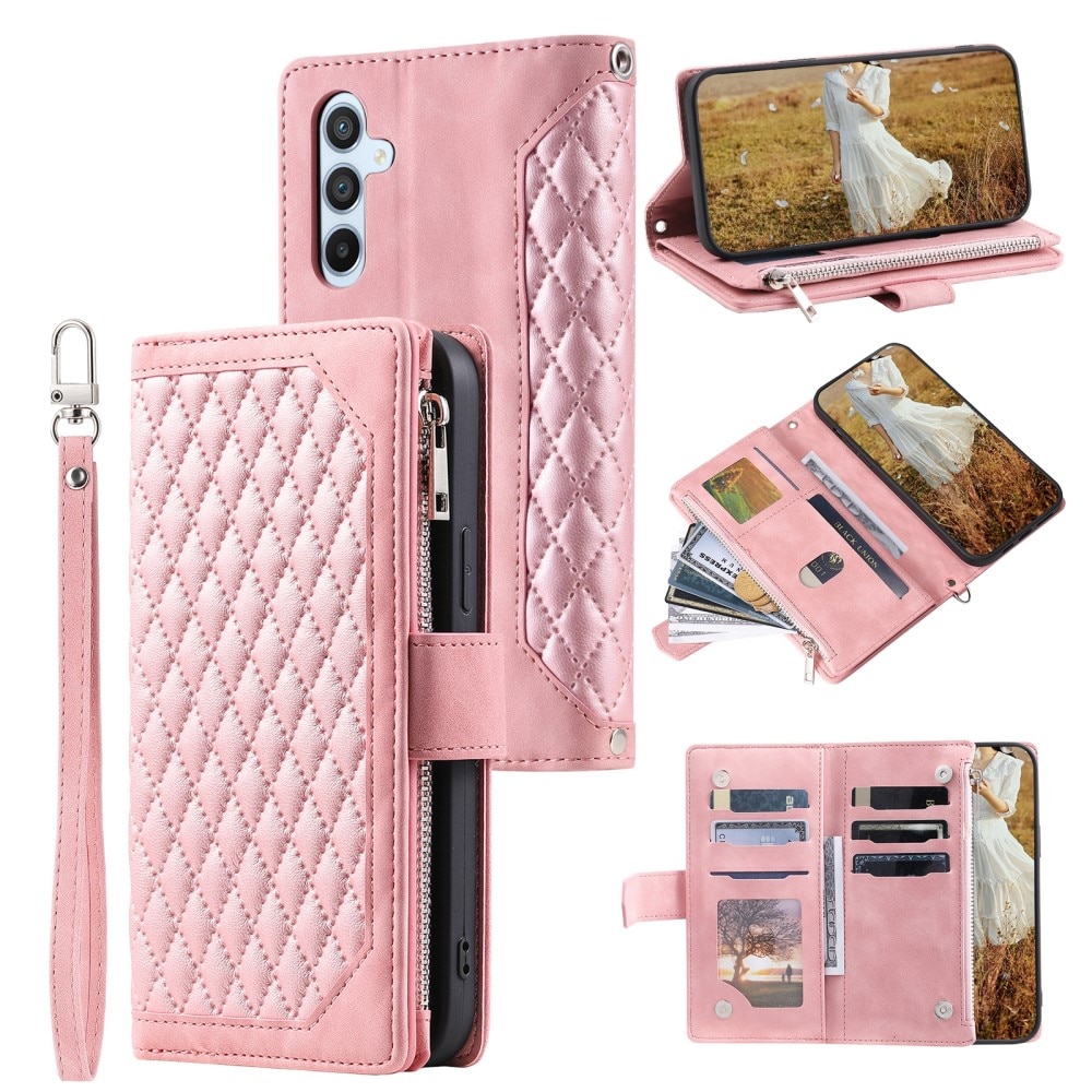 Samsung Galaxy S25 Plus Portemonnee tas Quilted Roze