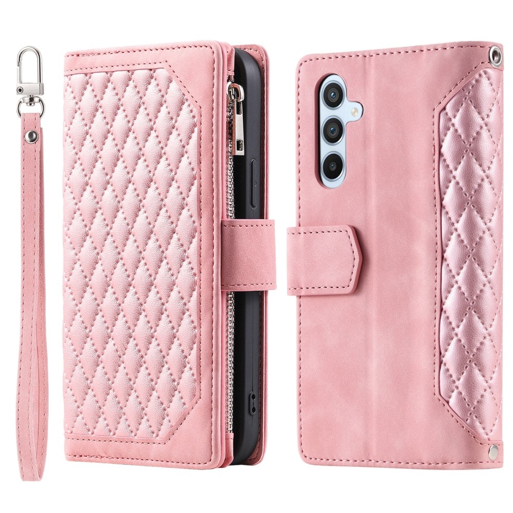 Samsung Galaxy S25 Plus Portemonnee tas Quilted Roze