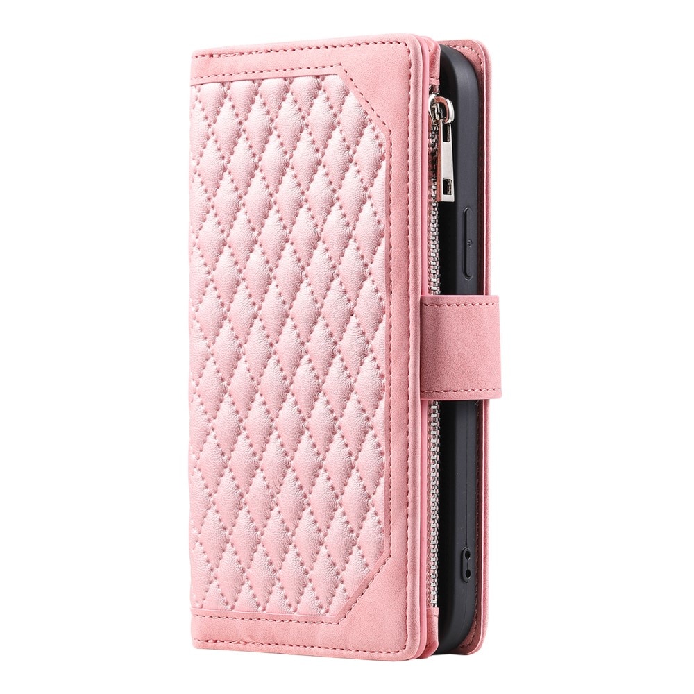 Samsung Galaxy S25 Plus Portemonnee tas Quilted Roze