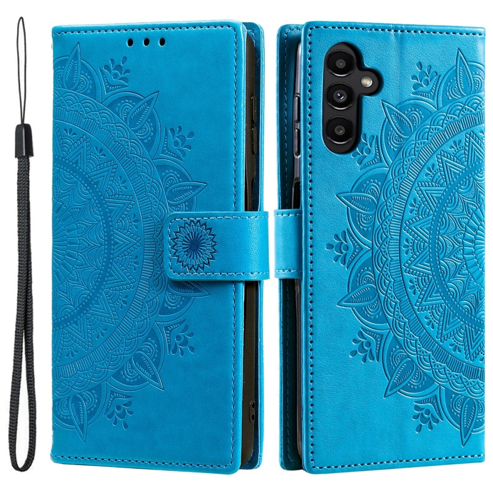 Samsung Galaxy S25 Leren Mandalahoesje blauw