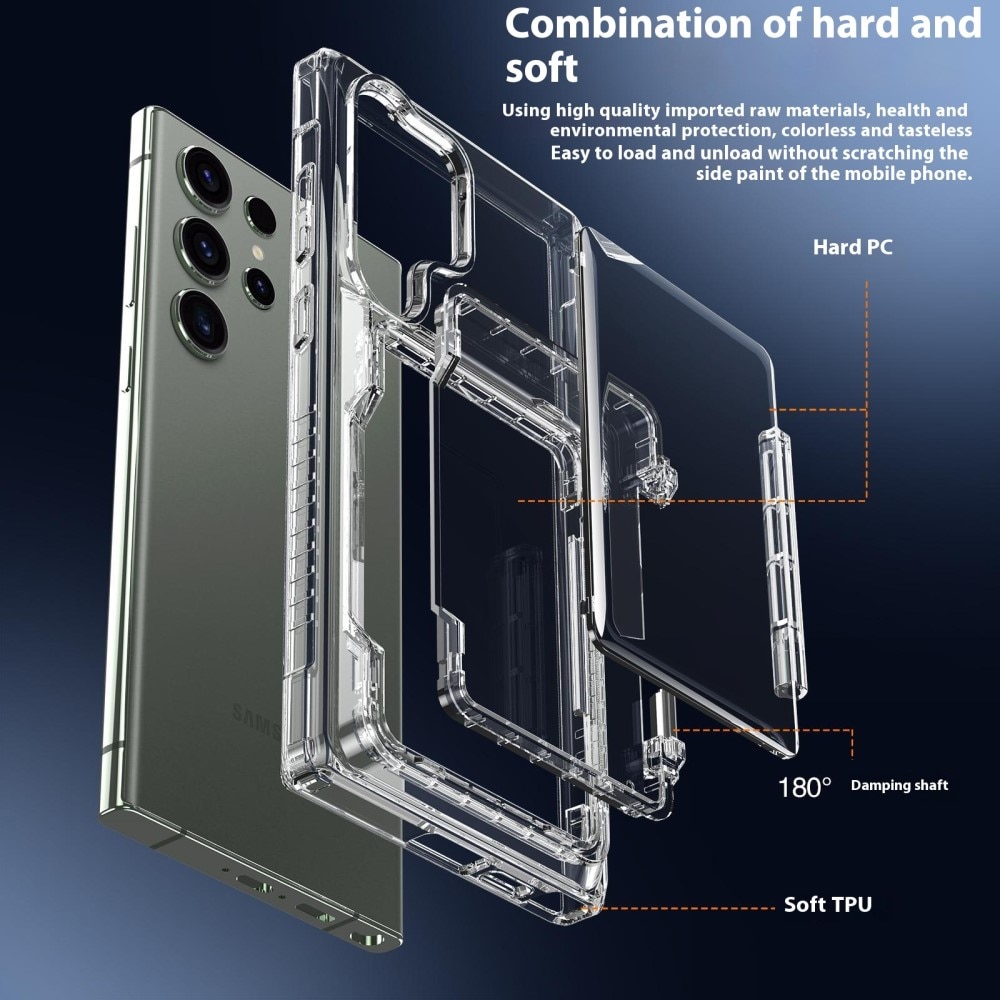 Hybridcase met Cardslot en Kickstand Samsung Galaxy S25 Ultra transparant