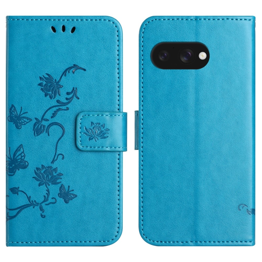 Google Pixel 9a Leren vlinderhoesje Blauw