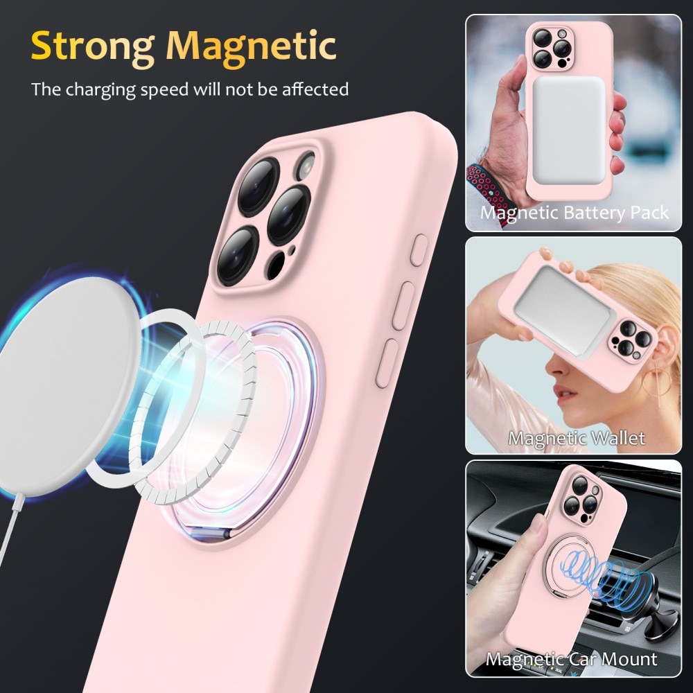 Siliconen hoesje Kickstand MagSafe iPhone 16 Pro Max roze