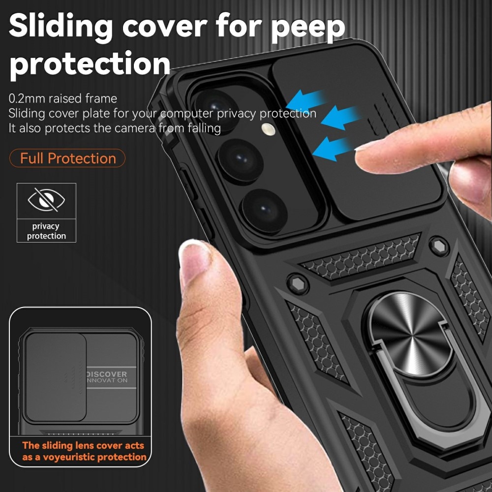 Samsung Galaxy S25 Hybridcase Ring + Camera Protector Zwart