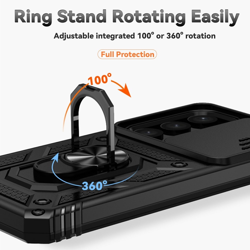 Samsung Galaxy S25 Hybridcase Ring + Camera Protector Zwart