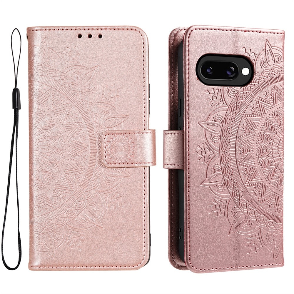 Google Pixel 9a Leren Mandalahoesje Rosé goud