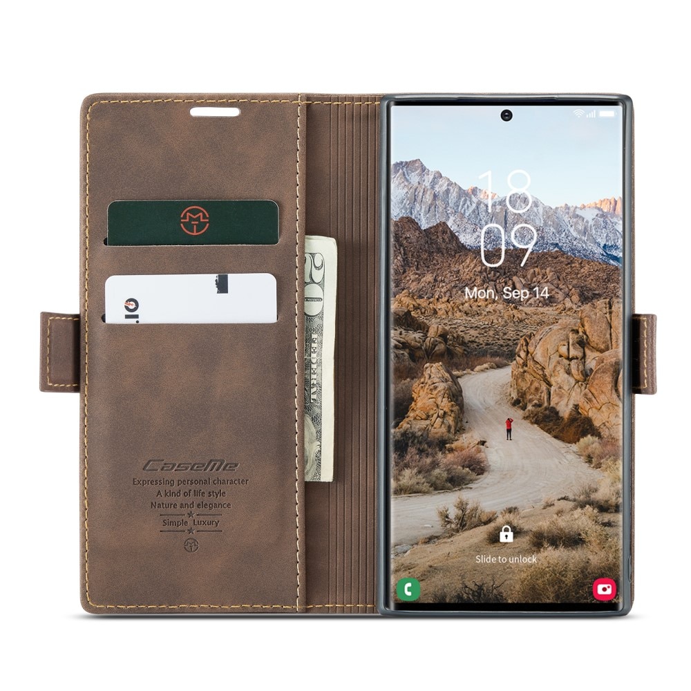 Slim Bookcover Hoesje Samsung Galaxy S25 Ultra Bruin