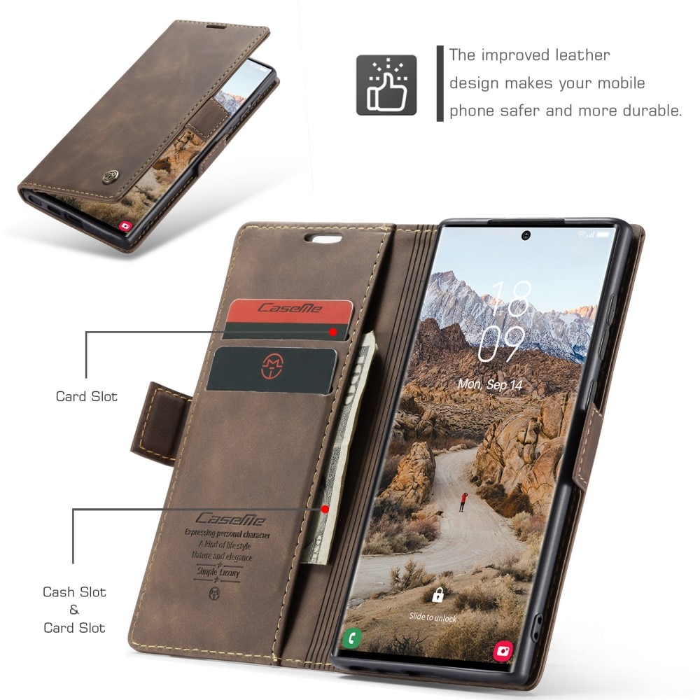 Slim Bookcover Hoesje Samsung Galaxy S25 Ultra Bruin