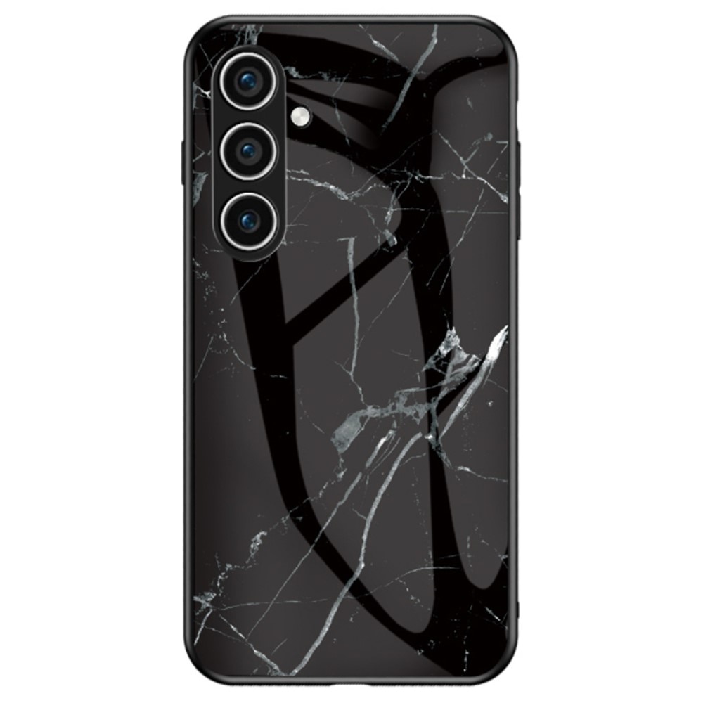 Samsung Galaxy A56 Hoesje Gehard Glas zwart marmer