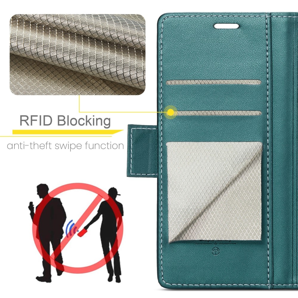 RFID blocking Slim Bookcover Hoesje Samsung Galaxy S25 Groen