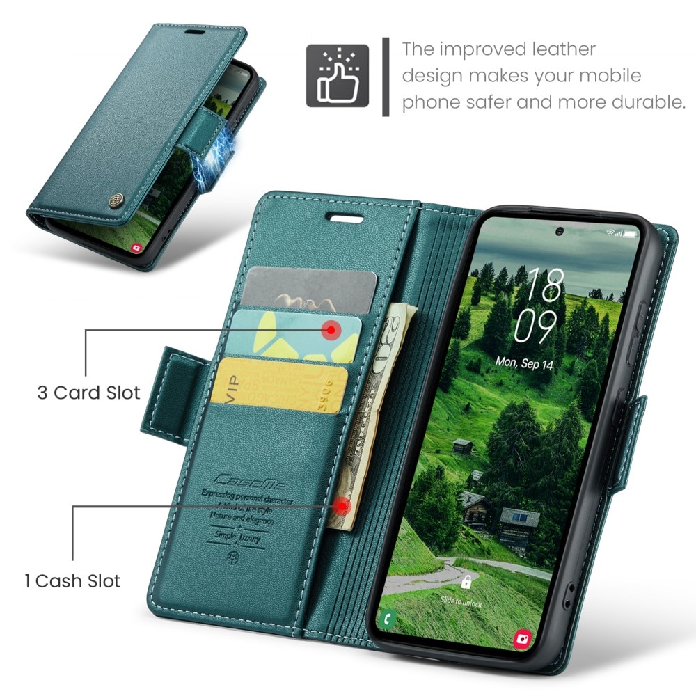 RFID blocking Slim Bookcover Hoesje Samsung Galaxy S25 Groen