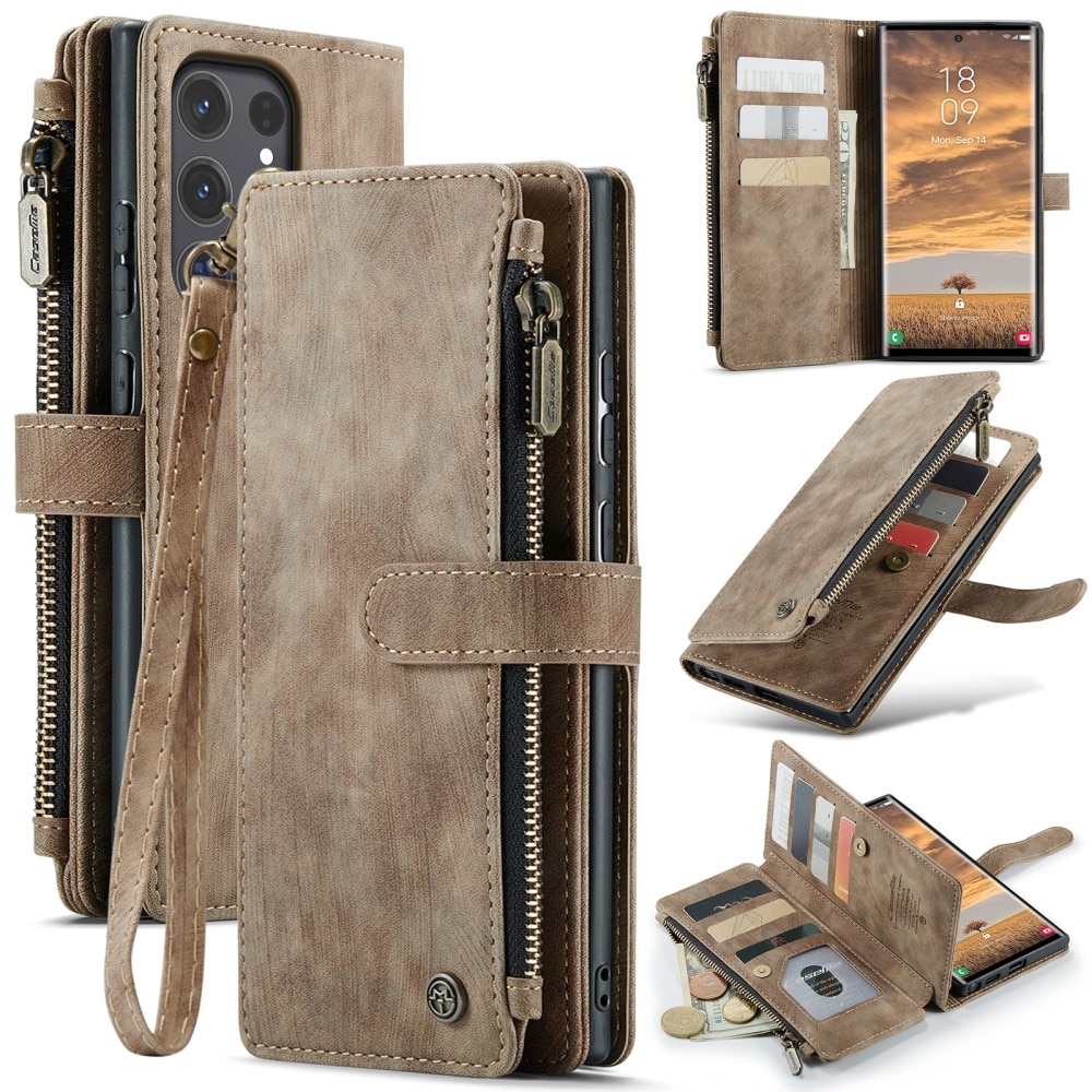 Bookcover hoesje Rits Samsung Galaxy S25 Ultra Bruin