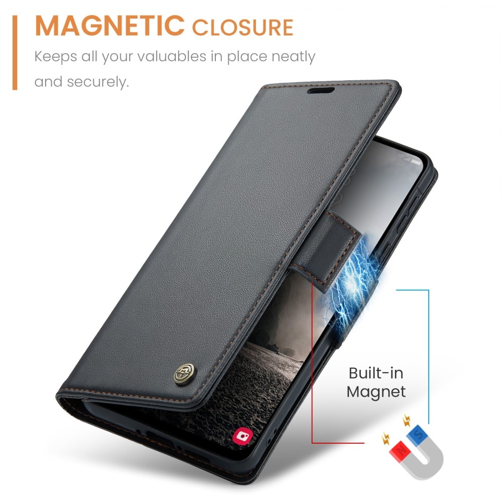 RFID blocking Slim Bookcover Hoesje Samsung Galaxy A56 Zwart