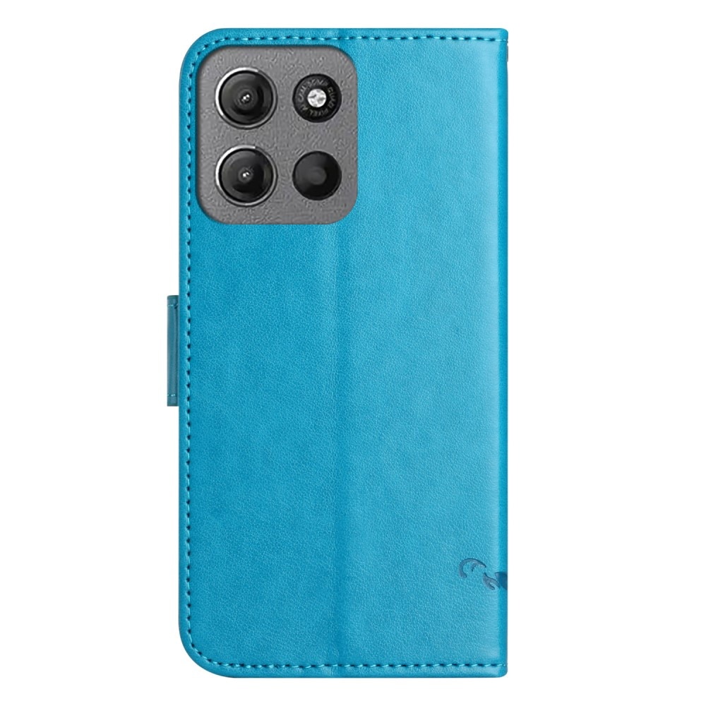 Motorola Moto G15 Leren vlinderhoesje blauw