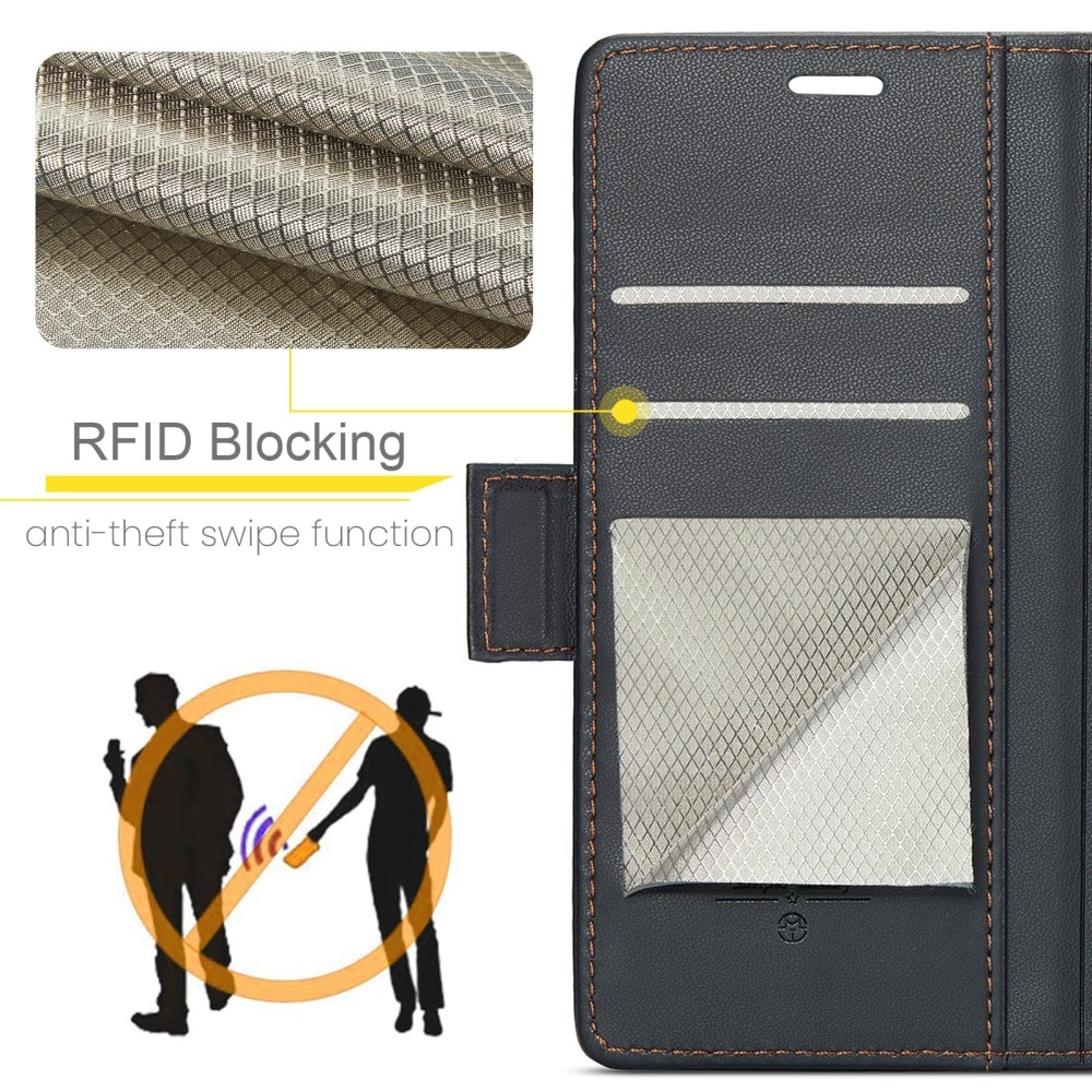 RFID blocking Slim Bookcover Hoesje Samsung Galaxy S25 Plus Zwart