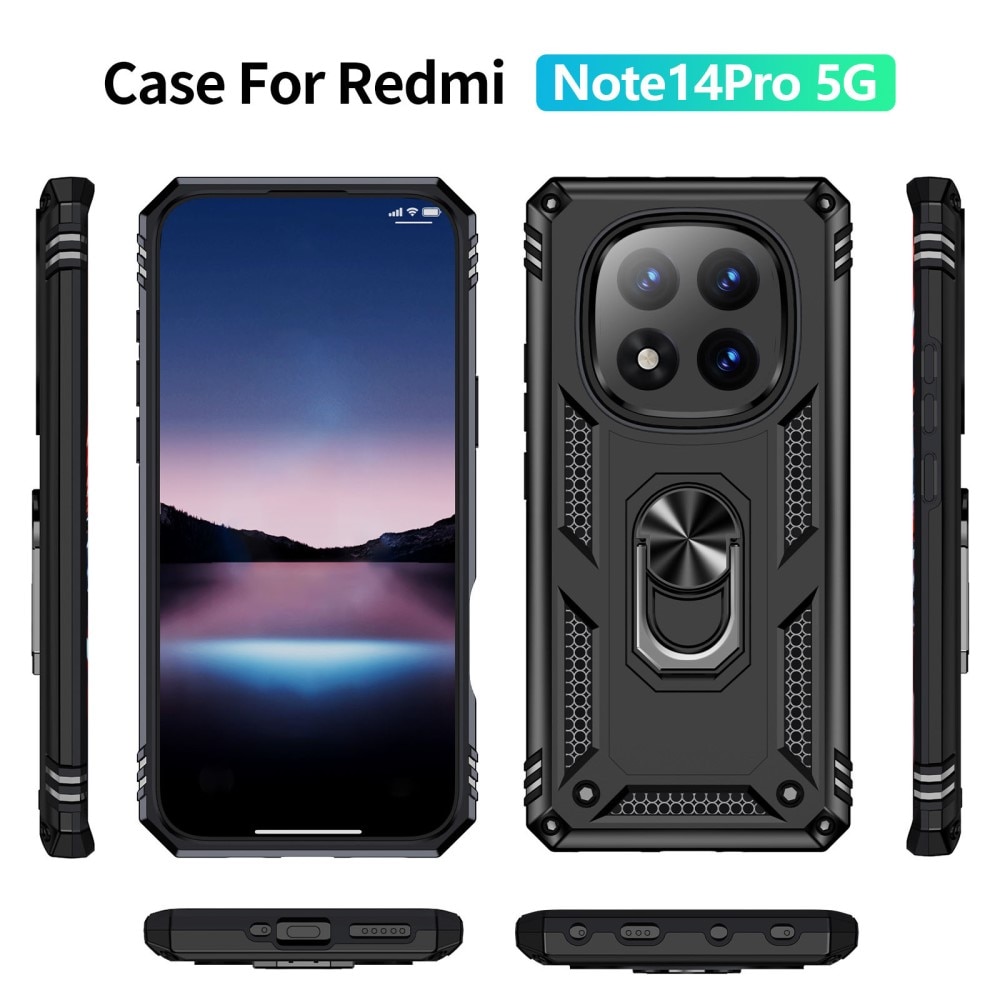 Xiaomi Redmi Note 14 Pro Hybridcase Tech Ring zwart