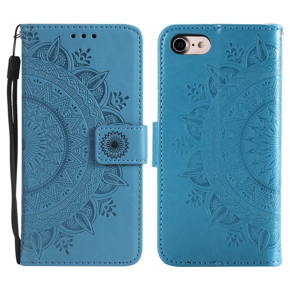 iPhone 16e Leren Mandalahoesje Blauw