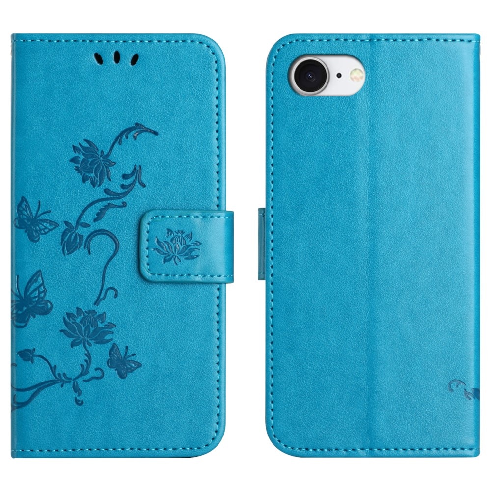 iPhone 16e Leren vlinderhoesje Blauw