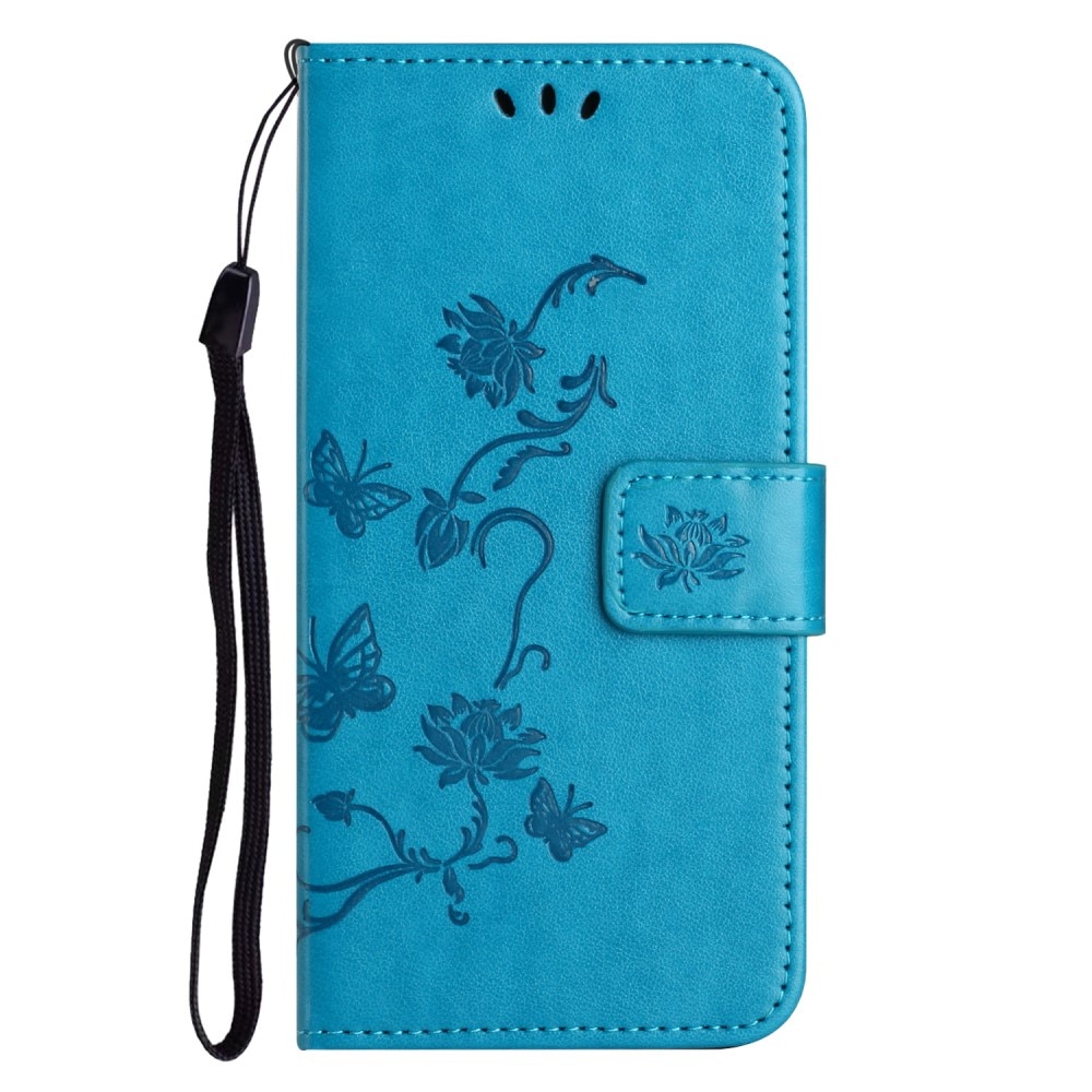 iPhone 16e Leren vlinderhoesje Blauw