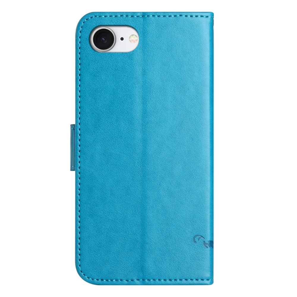 iPhone 16e Leren vlinderhoesje Blauw