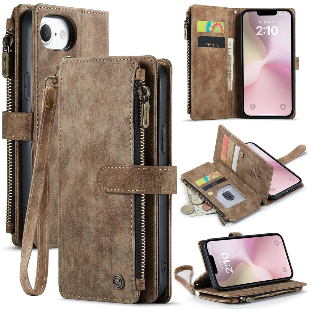 Bookcover hoesje Rits iPhone 16e Bruin