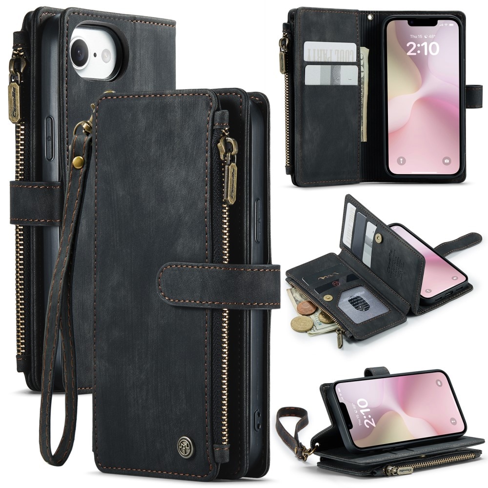 Bookcover hoesje Rits iPhone 16e Zwart