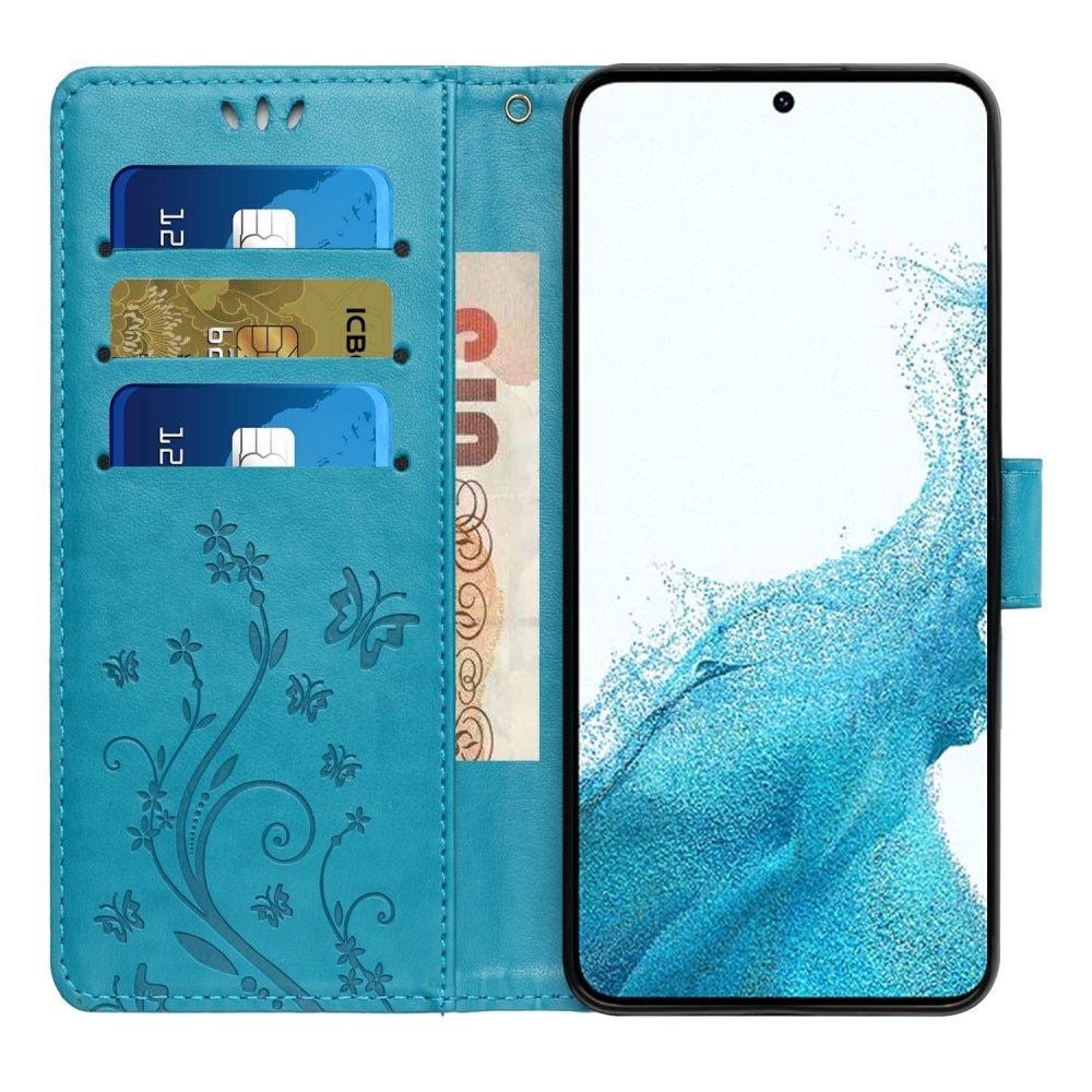 Samsung Galaxy S23 Leren vlinderhoesje blauw