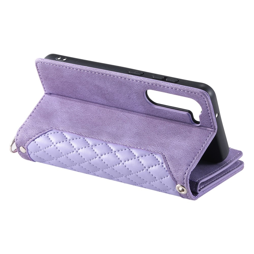 Samsung Galaxy S23 Portemonnee tas Quilted Paars