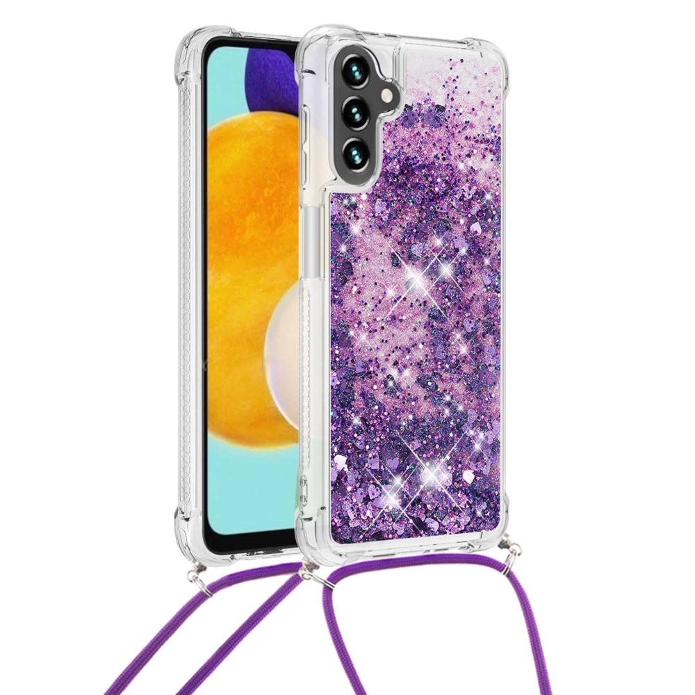 Samsung Galaxy A54 Glitter Powder TPU Hoesje Halsband Paars