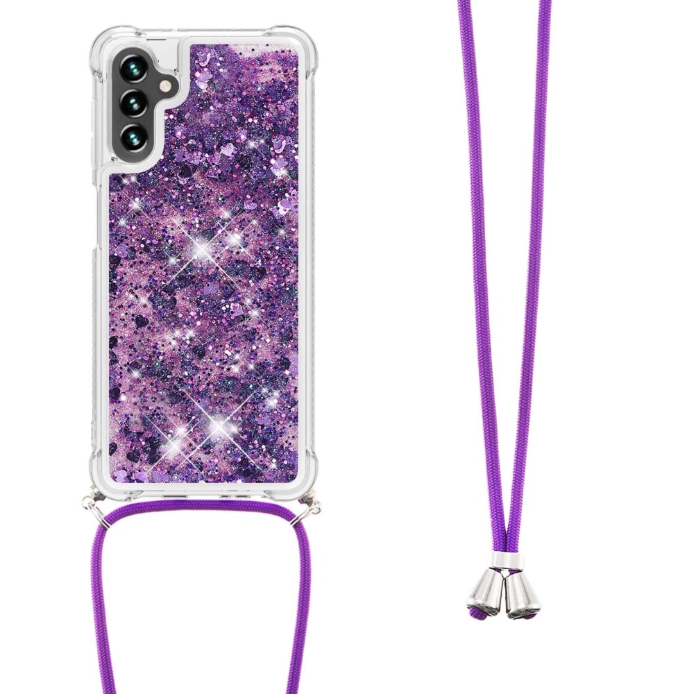 Samsung Galaxy A54 Glitter Powder TPU Hoesje Halsband Paars