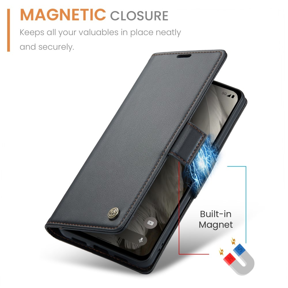 RFID blocking Slim Bookcover Hoesje Google Pixel 8 Zwart